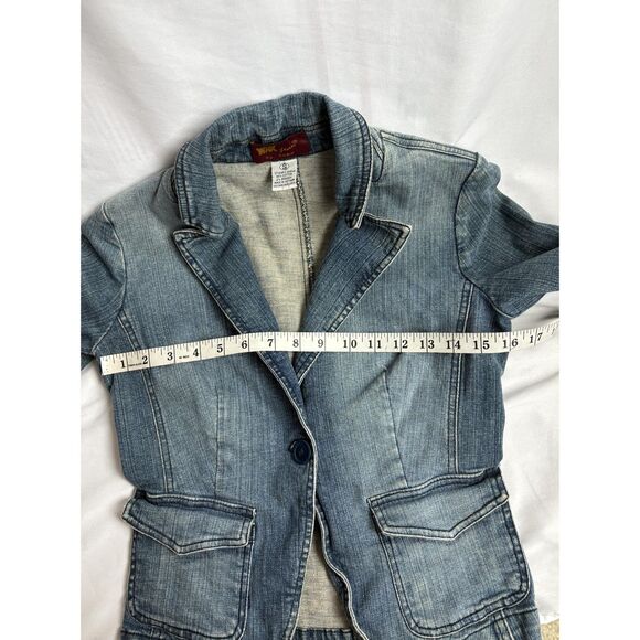 Wax Jean by DMBM Y2K Denim Blazer Jacket Size S Grunge 2000s Fitted Acid Wash - Picture 9 of 9